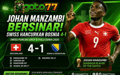 Johan Manzambi merayakan gol saat Swiss mengalahkan Bosnia 4-1 di Piala Dunia 2026