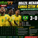 Brazil vs Haiti Piala Dunia 2026, Brasil menang 3-0 berkat dua gol Matheus Cunha dan satu gol Vinicius Junior di Grup C FIFA World Cup 2026