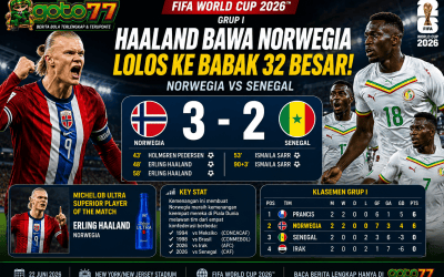 Erling Haaland membawa Norwegia menang 3-2 atas Senegal dan lolos ke Babak 32 Besar Piala Dunia 2026 dalam banner berita GOTO77