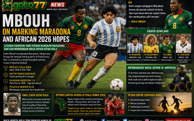 Emile Mbouh mengawal Diego Maradona saat Kamerun menghadapi Argentina pada Piala Dunia 1990