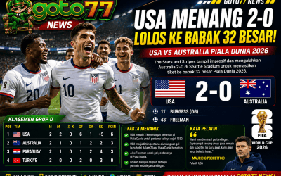USA vs Australia Piala Dunia 2026, Amerika Serikat menang 2-0 dan lolos ke babak 32 besar FIFA World Cup 2026