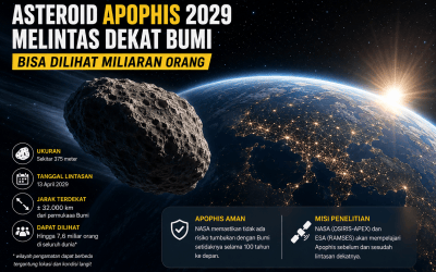 Ilustrasi Asteroid Apophis 2029 melintas dekat Bumi