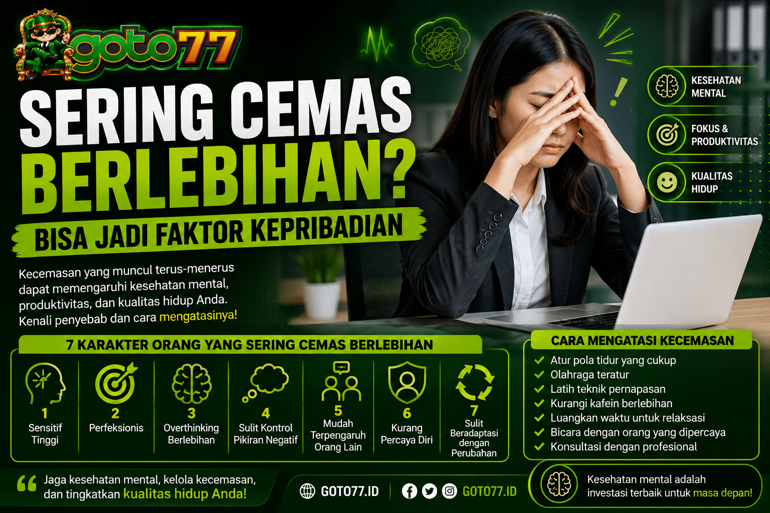 Sering Cemas Berlebihan Bisa Jadi Faktor Kepribadian - GOTO77